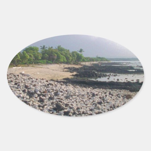 Punaluu Black Sand Beach Hawaii Große Insel Ovaler Aufkleber (Vorderseite)