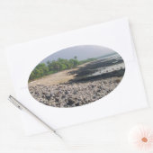 Punaluu Black Sand Beach Hawaii Große Insel Ovaler Aufkleber (Umschlag)