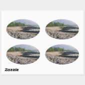 Punaluu Black Sand Beach Hawaii Große Insel Ovaler Aufkleber (Blatt)