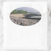 Punaluu Black Sand Beach Hawaii Große Insel Ovaler Aufkleber (Tasche)