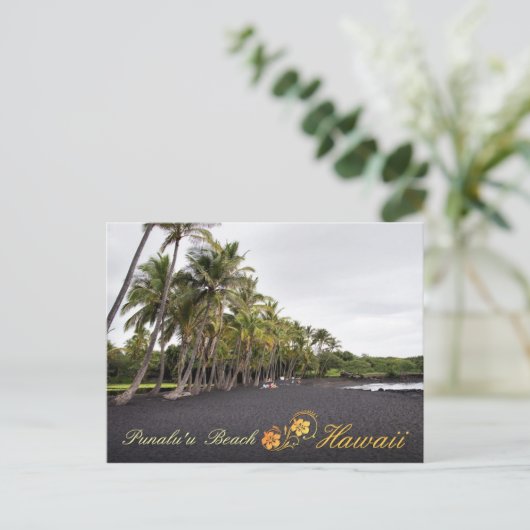 Punaluu Black Sand Beach, Hawaii Postkarte (Stehend Vorderseite)