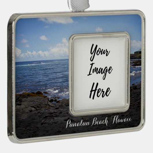 Punalu'u Black Sand Beach Hawaii Rahmen-Ornament Silber (Rechts)