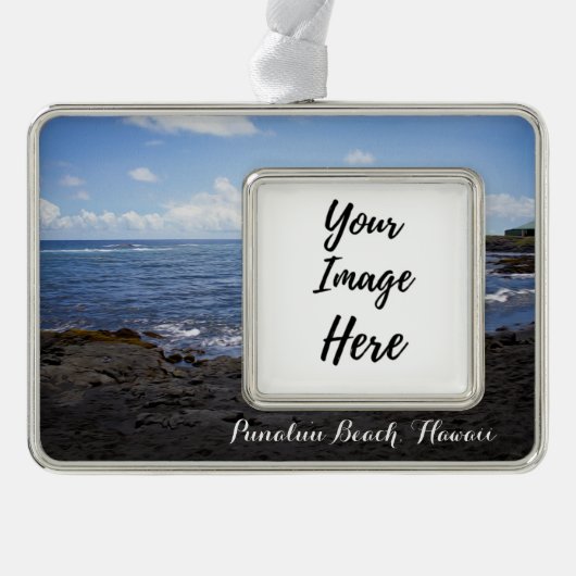 Punalu'u Black Sand Beach Hawaii Rahmen-Ornament Silber (Vorderseite)