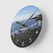 Punalu'u Black Sand Beach Hawaii Runde Wanduhr (Winkel)