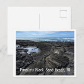 Punalu'u Schwarzsandstrand, HI Postkarte (Vorne/Hinten)