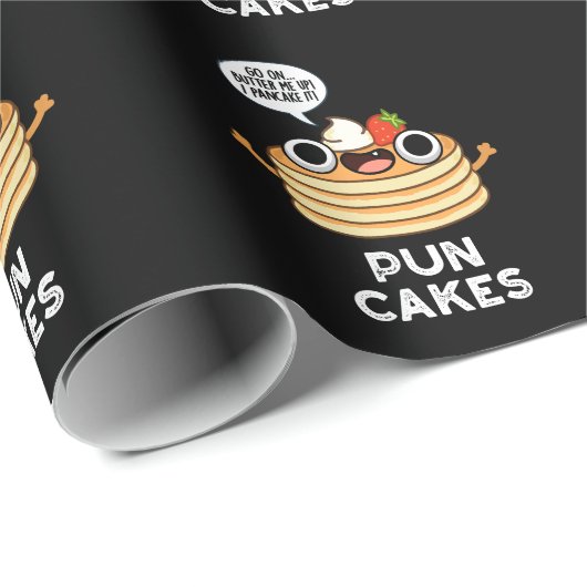 Puncakes Funny Pancake Pun Dark BG Geschenkpapier (Rolleneckpunkt)