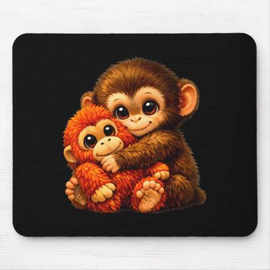 Punch-Affe mit Teddybär kuschelnd Internet-Mem Mousepad (Vorne)