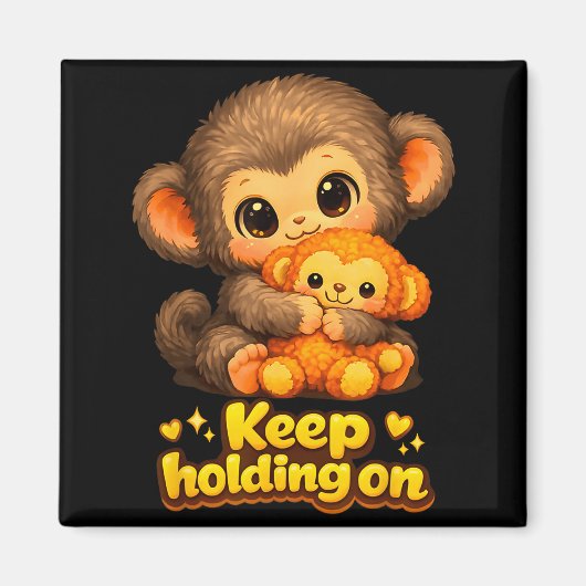 Punch-Affe mit Teddybär kuschelt weiter fest Magnet (Vorne)