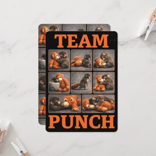 Punch Baby Monkey Einladung (Vorderseite/Rückseite Beispiel)