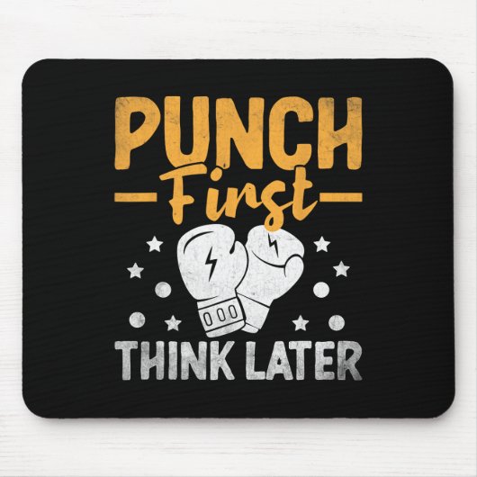 Punch First Think Spater Boxer Sport Stärke Athlon Mousepad (Vorne)