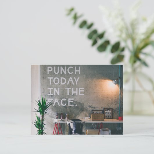 Punch heute im Gesicht (Neon) Postkarte (Stehend Vorderseite)