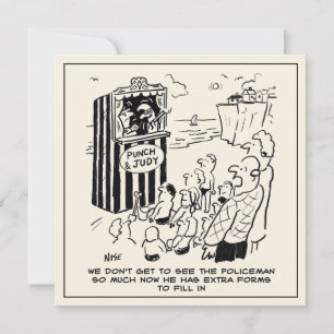 Punch & Judy Show am Strand Cartoon Karte