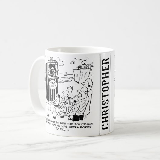 Punch & Judy Show Policeman Vermisst Kaffeetasse (Vorderseite Links)