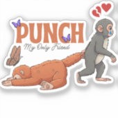 ‏Punch‑kun & Plush Monkey – Kawaii for Kids Aufkleber (Vorderseite)