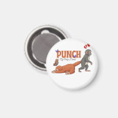 ‏Punch‑kun & Plush Monkey – Kawaii for Kids Magnet (Vorderseite/Rückseite)