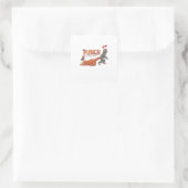 ‏Punch‑kun & Plush Monkey – Kawaii for Kids Quadratischer Aufkleber (Tasche)