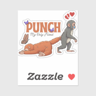 ‏Punch‑kun & Plush Monkey – Kawaii für Kinder Aufkleber