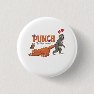 ‏Punch‑kun & Plush Monkey – Kawaii für Kinder Button