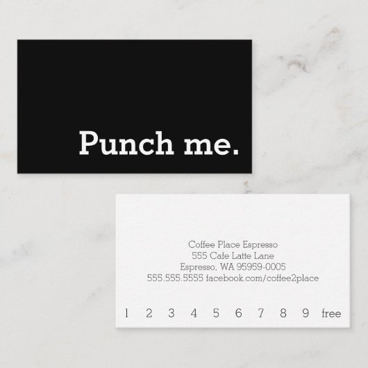 Punch Me Simple Dark Loyalty Coffee Punch Card Treuekarte (Vorne/Hinten)