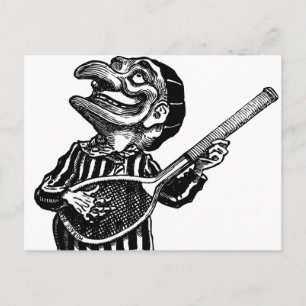 Punch mit Luftgitarre auf einem Tennisschläger Postkarte