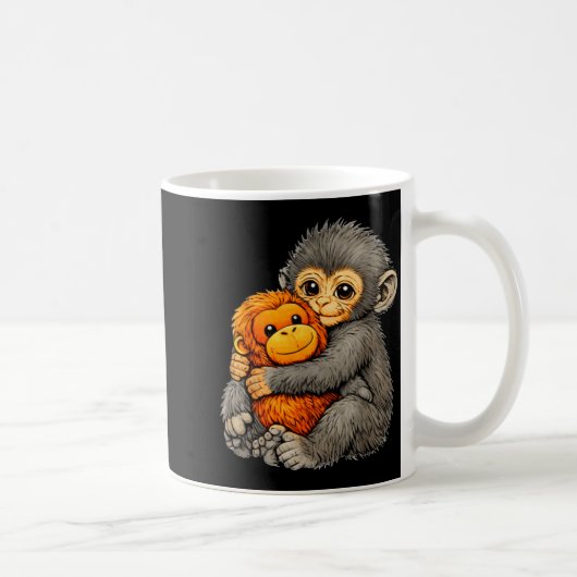 Punch monkey funny cute baby animal hugging plush  kaffeetasse (Rechts)