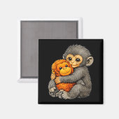 Punch monkey funny cute baby animal hugging plush  magnet (Vorderseite/Rückseite)