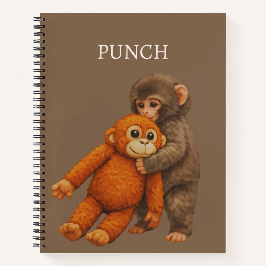 Punch Monkey Funny Notebook | Cute Cartoon Monkey Notizblock (Vorderseite)
