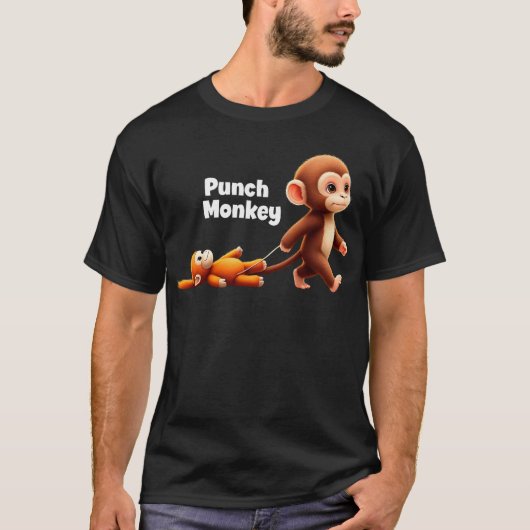 Punch Monkey Viral Cute Graphic T-Shirt (Vorderseite)