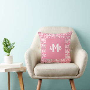Punch Pink Reverse griechische Tastenbegrenzungsmo Kissen