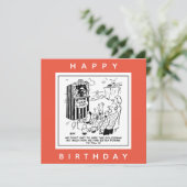 Punch und Judy Show am Strand Cartoon Karte (Stehend Vorderseite)