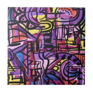 Punchbowl-Bold Farbige Handgemalte Abstrakte Kunst Fliese