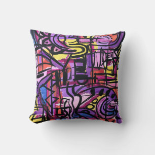 Punchbowl-Bold Farbige Handgemalte Abstrakte Kunst Kissen