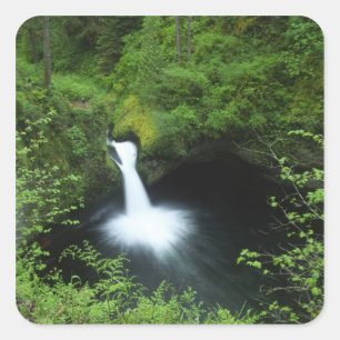 Punchbowl Falls am Eagle Creek, Columbia River Quadratischer Aufkleber