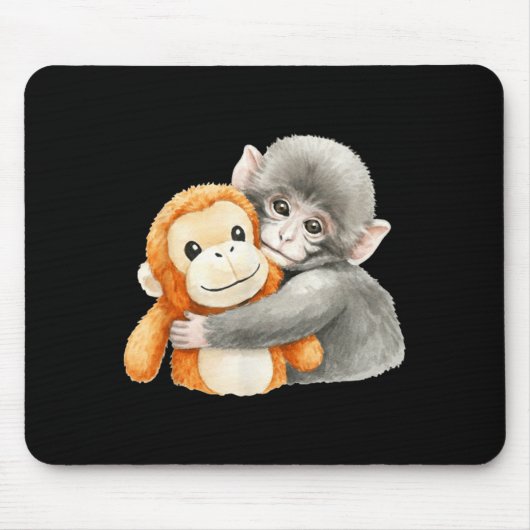 Punchkung der Affe hält Plüschfreund-Meme Mousepad (Vorne)
