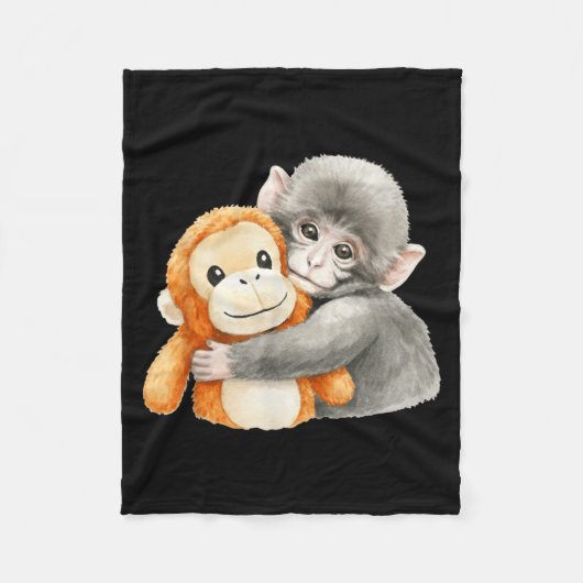 Punchkung the monkey holding plush friend meme fleecedecke (Vorderseite)