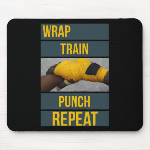 Punchy Grafik Wrap Train Punch Repeat, Boxen Mousepad