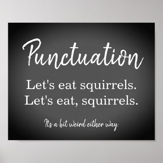 Punctuation Commas Funny Chalk Board Poster (Vorne)