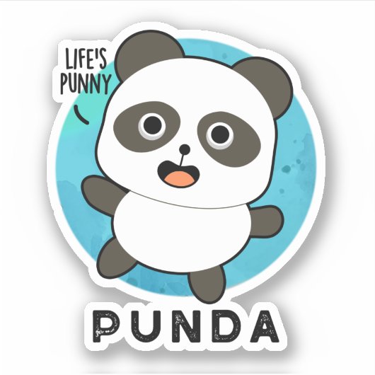 Punda Funny Animal Panda Pun Aufkleber (Vorderseite)