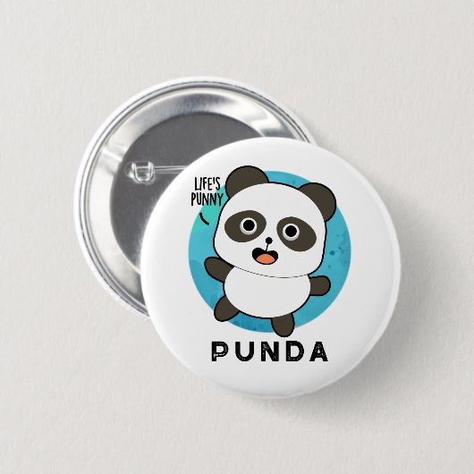 Punda Funny Animal Panda Pun Button (Vorne & Hinten)