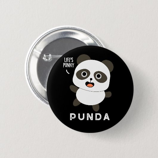 Punda Funny Animal Panda Pun Dark BG Button (Vorne & Hinten)