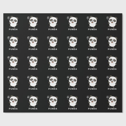 Punda Funny Animal Panda Pun Dark BG Geschenkpapier (Flach)