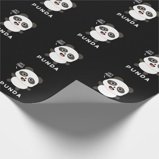 Punda Funny Animal Panda Pun Dark BG Geschenkpapier (Ecke)