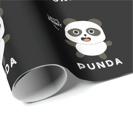 Punda Funny Animal Panda Pun Dark BG Geschenkpapier (Rolleneckpunkt)