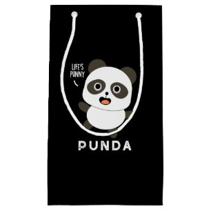 Punda Funny Animal Panda Pun Dark BG Kleine Geschenktüte