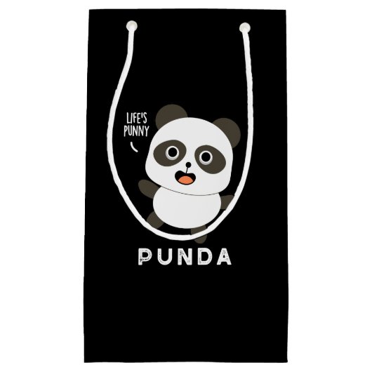 Punda Funny Animal Panda Pun Dark BG Kleine Geschenktüte (Vorderseite)