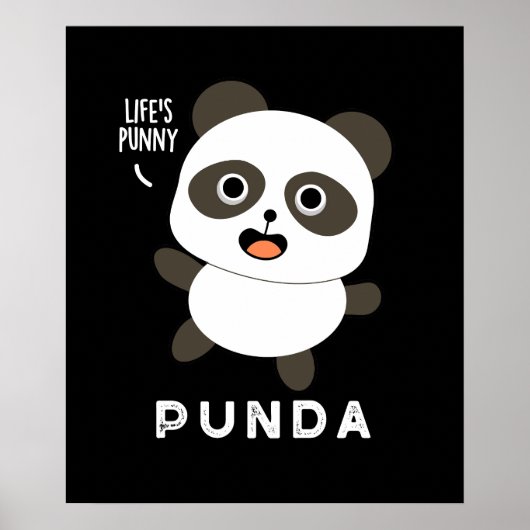 Punda Funny Animal Panda Pun Dark BG Poster (Vorne)