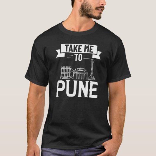 Pune India City Skyline Map Travel T-Shirt (Vorderseite)