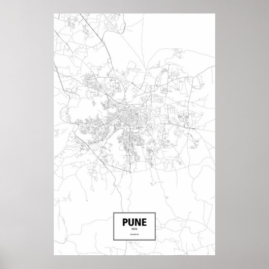 Pune, Indien (Schwarzes auf Weiß) Poster (Vorne)
