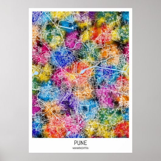 Pune Maharashtra City Map Poster (Vorne)