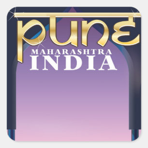 Pune, Maharashtra Indien Urlaubsposter Quadratischer Aufkleber